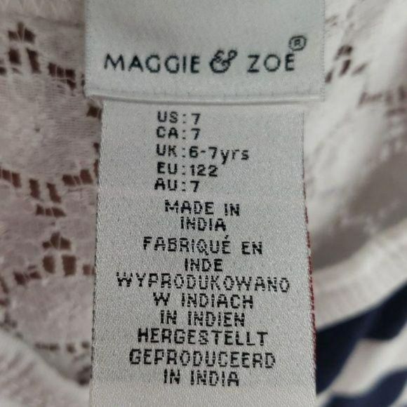 Maggie and Zoe Girls Navy and White Lace Back Dress Size 7‎ - Picture 2 of 7